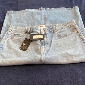 PAIGE Light Blue Denim Midi Skirt